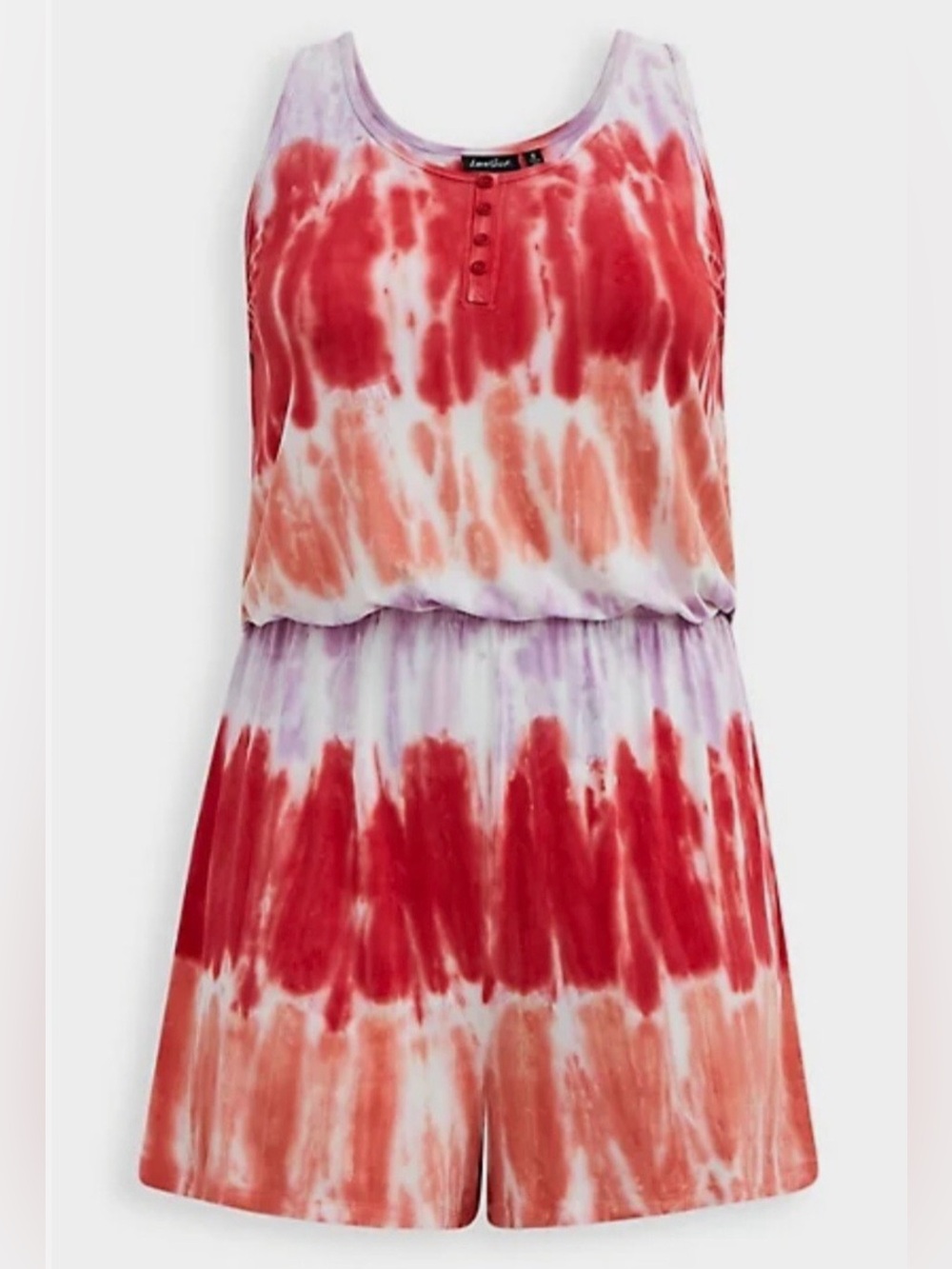 Torrid Lovesick Super Soft Henley Sleeveless Tie-Dye Pattern Romper Size Large